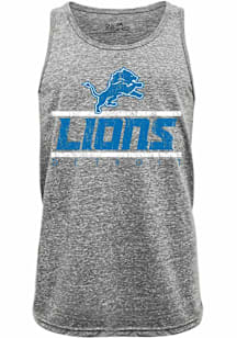 Detroit Lions Mens Grey Wordmark Short Sleeve Tank Top