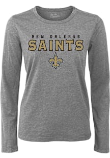 New Orleans Saints Womens Grey Boyfriend LS Tee