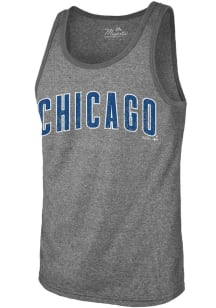 Chicago Cubs Mens Grey Wordmark Short Sleeve Tank Top