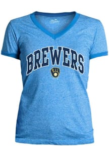 Milwaukee Brewers Womens Light Blue Academy Short Sleeve T-Shirt