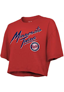 Minnesota Twins Womens Red Dribble Short Sleeve T-Shirt