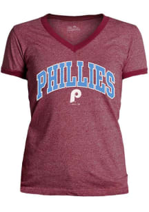 Philadelphia Phillies Womens Maroon Academy Short Sleeve T-Shirt