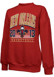 New Orleans Pelicans Womens Red Vintage Oversized Crew Sweatshirt