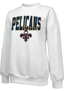 New Orleans Pelicans Womens White Vintage Oversized Crew Sweatshirt