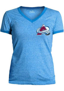 Colorado Avalanche Womens Light Blue Triblend Ringer Short Sleeve T-Shirt