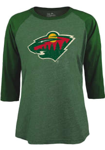 Minnesota Wild Womens Green Triblend Raglan LS Tee