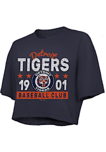 Detroit Tigers Womens Navy Blue Cotton Short Sleeve T-Shirt