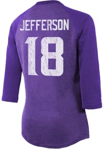 Justin Jefferson Minnesota Vikings Womens Purple Triblend Long Sleeve Player T Shirt