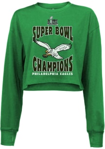 Philadelphia Eagles Womens Kelly Green 2024 Super Bowl Champs Choke Up LS Tee