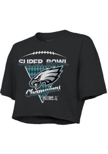 Philadelphia Eagles Womens Black 2024 Super Bowl Champs Advanced Short Sleeve T-Shirt