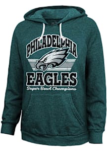 Philadelphia Eagles Womens Midnight Green 2024 Super Bowl Champs Sonder Hooded Sweatshirt
