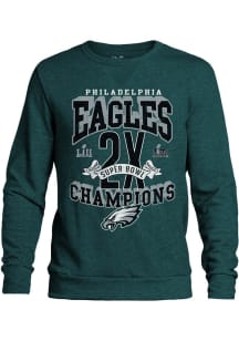 Philadelphia Eagles Mens Black 2024 Super Bowl Champions Yard Lines Long Sleeve Fashion Sweatshirt
