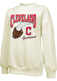 Cleveland Guardians Womens White Oversized Crew Sweatshirt