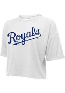 Kansas City Royals Womens White Cropped Short Sleeve T-Shirt