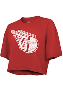 Cleveland Guardians Womens Red Boxy Short Sleeve T-Shirt