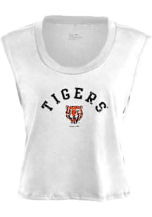 Detroit Tigers Womens White Muscle Tank Top