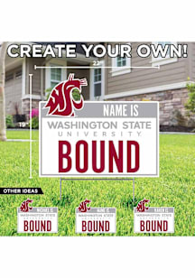 Washington State Cougars Personalized School Bound Yard Sign - White