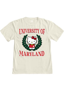 Maryland Terrapins Womens Ivory Hello Two Ways Short Sleeve T-Shirt