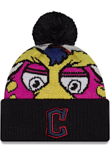 New Era Cleveland Guardians Navy Blue DL Mascot Pom Cuff Mens Knit Hat