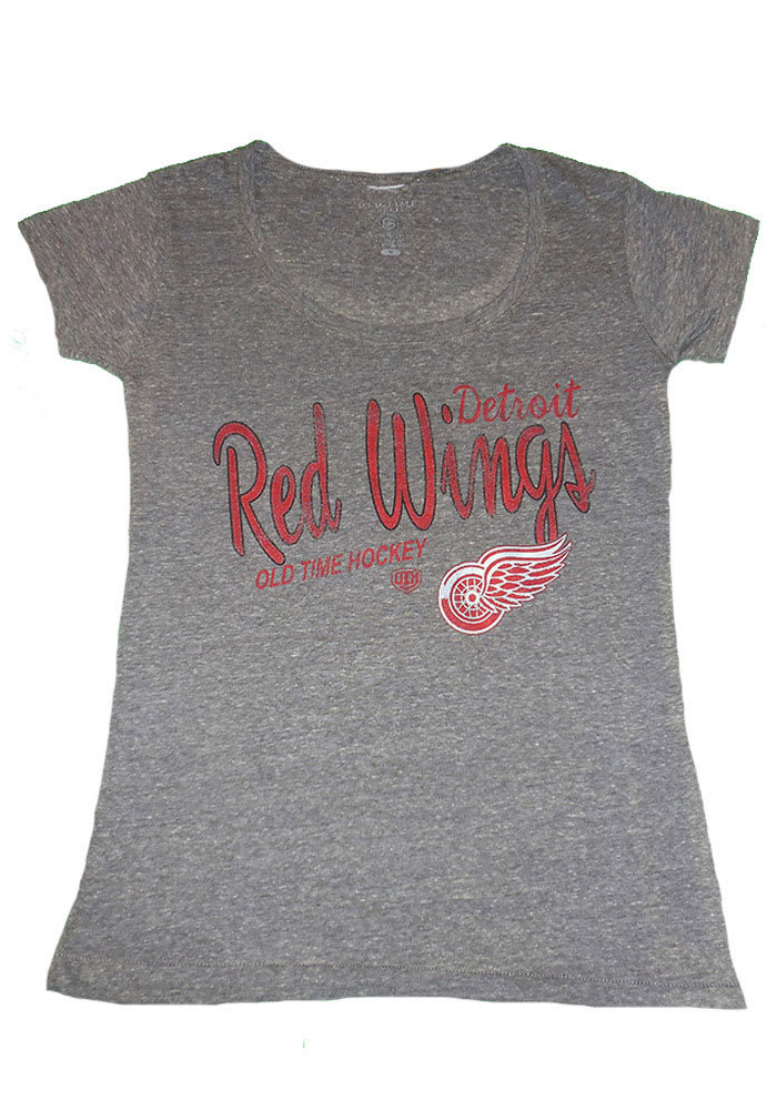 Detroit Red Wings Womens Grey Salon Scoop T-Shirt