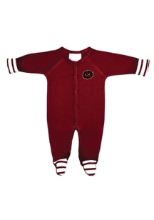 Temple Owls Baby Maroon Stripe Loungewear One Piece Pajamas