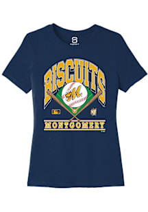 Summit Sportswear Montgomery Biscuits Womens Navy Blue Homefield Short Sleeve T-Shirt