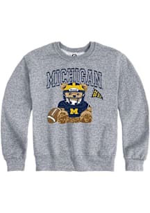 Summit Sportswear Michigan Wolverines Youth Grey Bear Necessities Long Sleeve Crew Sweatshirt