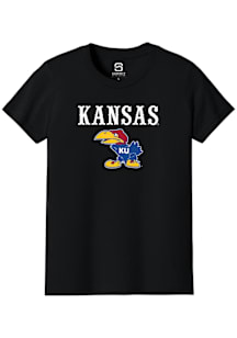 Summit Sportswear Kansas Jayhawks Youth Black Team Wordmark Jayhawk Short Sleeve T-Shirt