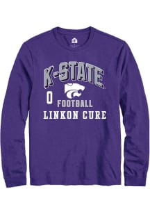 Linkon Cure Mens Purple K-State Wildcats NIL Arch Logo Long Sleeve Player T Shirt