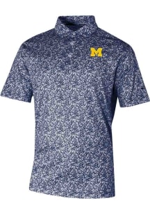 Mens Michigan Wolverines Navy Blue Columbia Heat Seal Westside Country Short Sleeve Polo Shirt