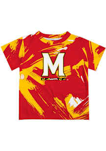 Vive La Fete Maryland Terrapins Youth Red Paint Brush Short Sleeve T-Shirt