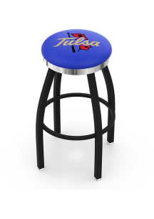 Black Tulsa Golden Hurricane Chrome Seat Pub Stool