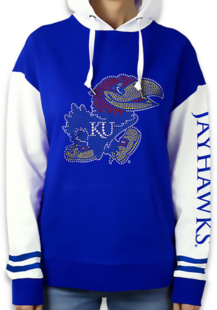Kansas Jayhawks Womens Blue Color Block Hooded Sweatshirt