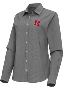 Womens Rutgers Scarlet Knights Black Antigua Porter Long Sleeve Dress Shirt