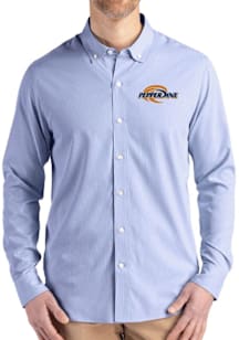 Cutter and Buck Pepperdine Waves Mens Navy Blue Epic Confidence Pinstripe Long Sleeve Dress Shirt