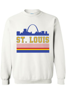 Series Six St Louis Mens White Retro Skyline Long Sleeve Crew Sweatshirt
