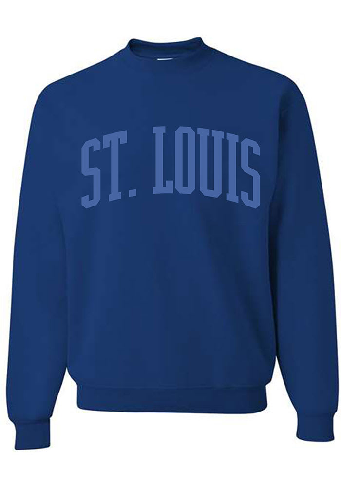Series Six St Louis Mens Blue Puff Wordmark Long Sleeve Crew Sweatshirt