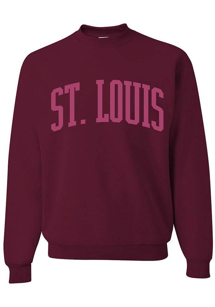Series Six St Louis Mens Maroon Puff Wordmark Long Sleeve Crew Sweatshirt