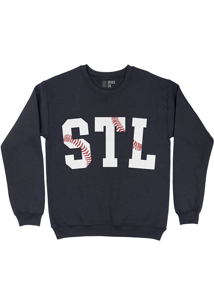 Series Six St Louis Mens Navy Blue Initial Stitches Long Sleeve Crew Sweatshirt