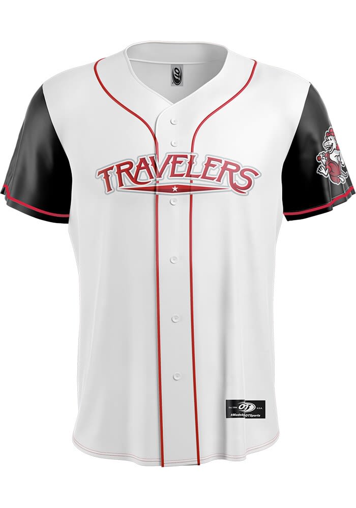 Arkansas Travelers Mens White Home Limited Baseball Jersey