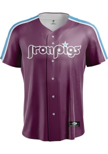 Lehigh Valley Ironpigs Mens Replica Button Up Jersey - Maroon