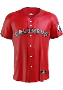 Columbus Clippers Mens Replica Button Up Jersey - Red