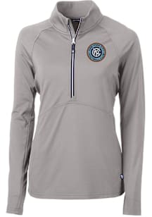 Cutter and Buck New York City FC Womens Grey Adapt Eco Qtr Zip Pullover