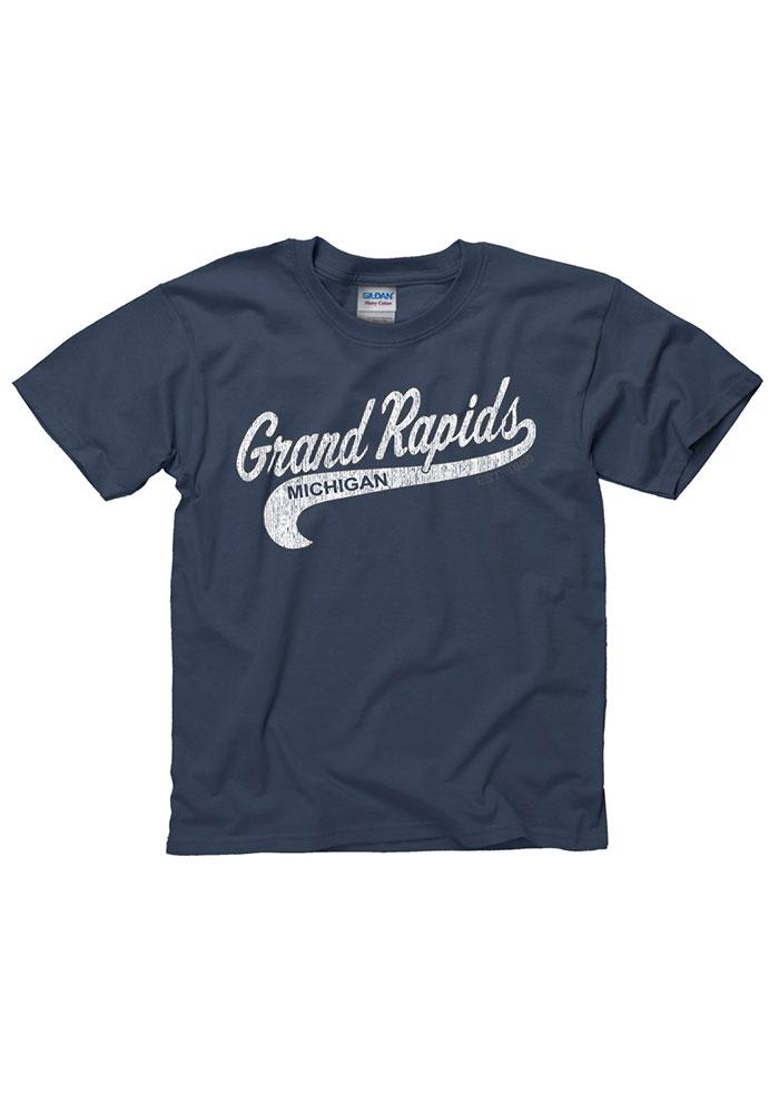 Grand Rapids Youth Navy Blue City Tailsweep Short Sleeve T Shirt