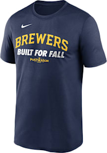 Nike Milwaukee Brewers Navy Blue 2025 Postseason Participant Authentic Collection Short Sleeve T S..
