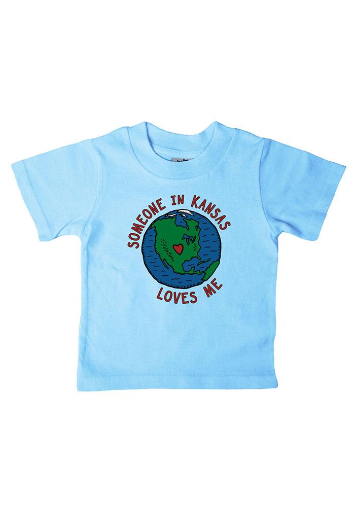 Kansas Infant Someone in KS Loves Me Short Sleeve T-Shirt Light Blue