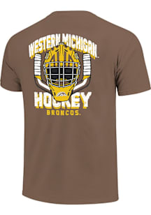 Western Michigan Broncos Brown Goalie Mask and Cross Sticks Short Sleeve T Shirt
