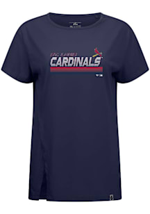 Levelwear St Louis Cardinals Womens Navy Blue Influx Breaker Short Sleeve T-Shirt