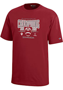Champion Indiana Hoosiers Youth Crimson 2025 College Football Champions Core Short Sleeve T-Shirt