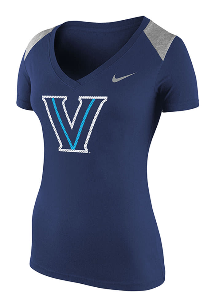 Nike Villanova Wildcats Womens Navy Blue Mid V V-Neck T-Shirt